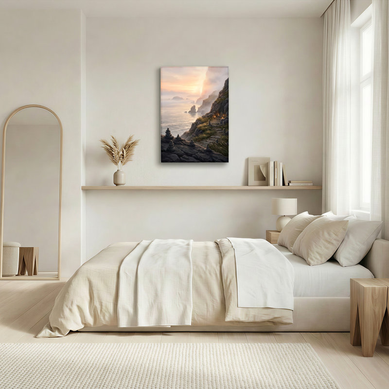 Ensemble de 1 tableau sur toile représentant un coucher de soleil sur la côte, H 36 po x l 24 po, Wrapped Canvas