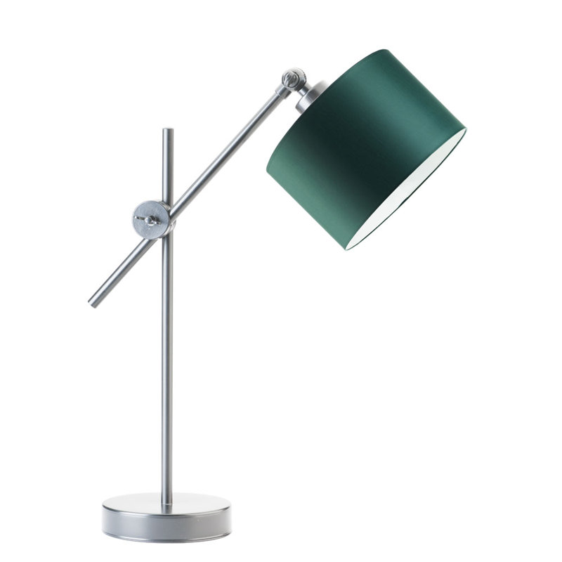 Gartha Adjustable Metal Desk Lamp, Bottle Green, Silver