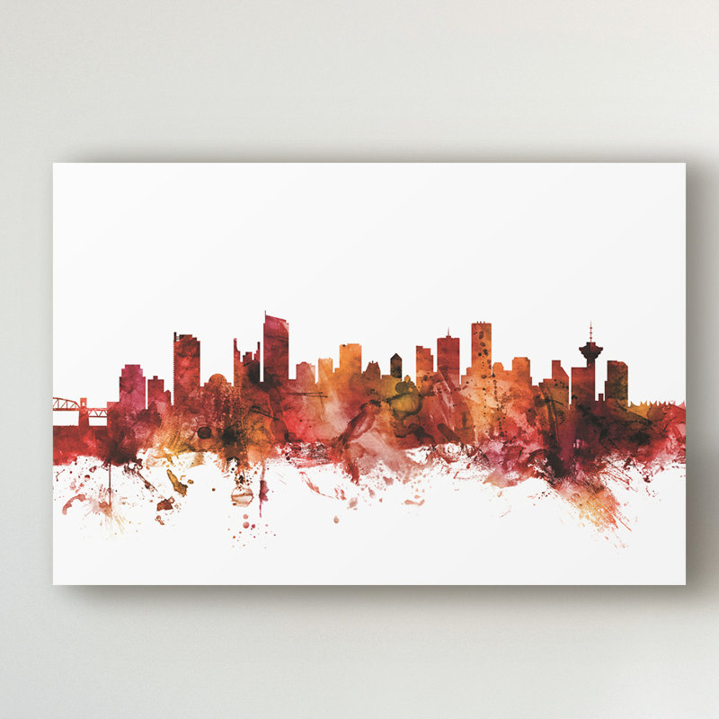 « vancouver canada horizon red », impression sur toile tendue, H 22 po x l 32 po x P 2 po