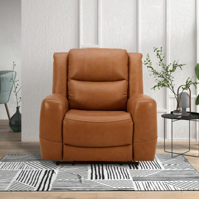 Cynita Leather Power Recliner, Silverado Butternut