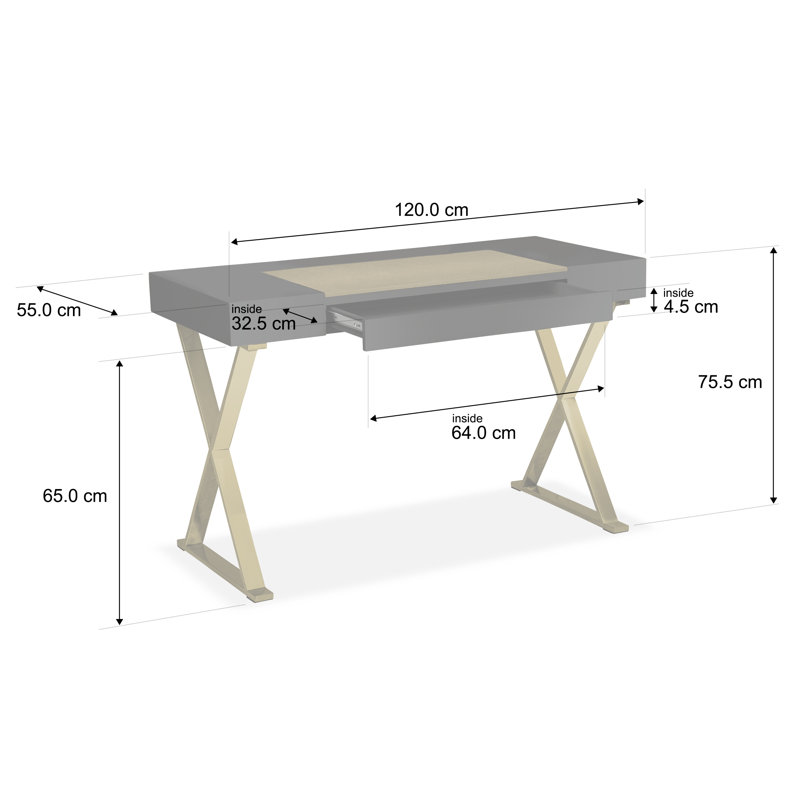 Abela Computer Desk, Gold, Black