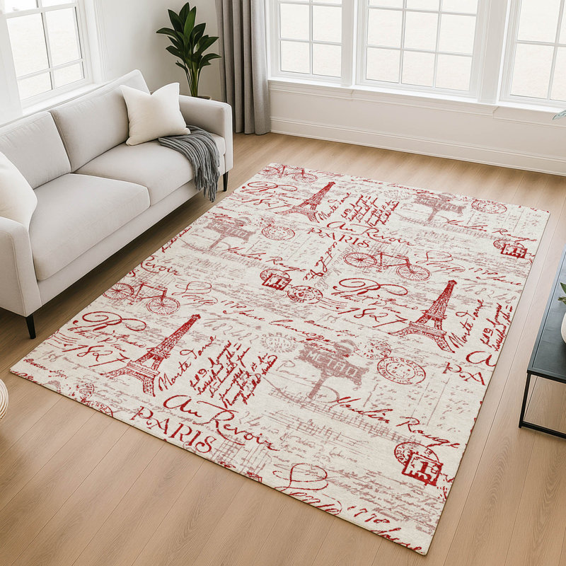 Premium Machine Washable Mayfield AMF2209 novelty Rug, 3' x 5', Red
