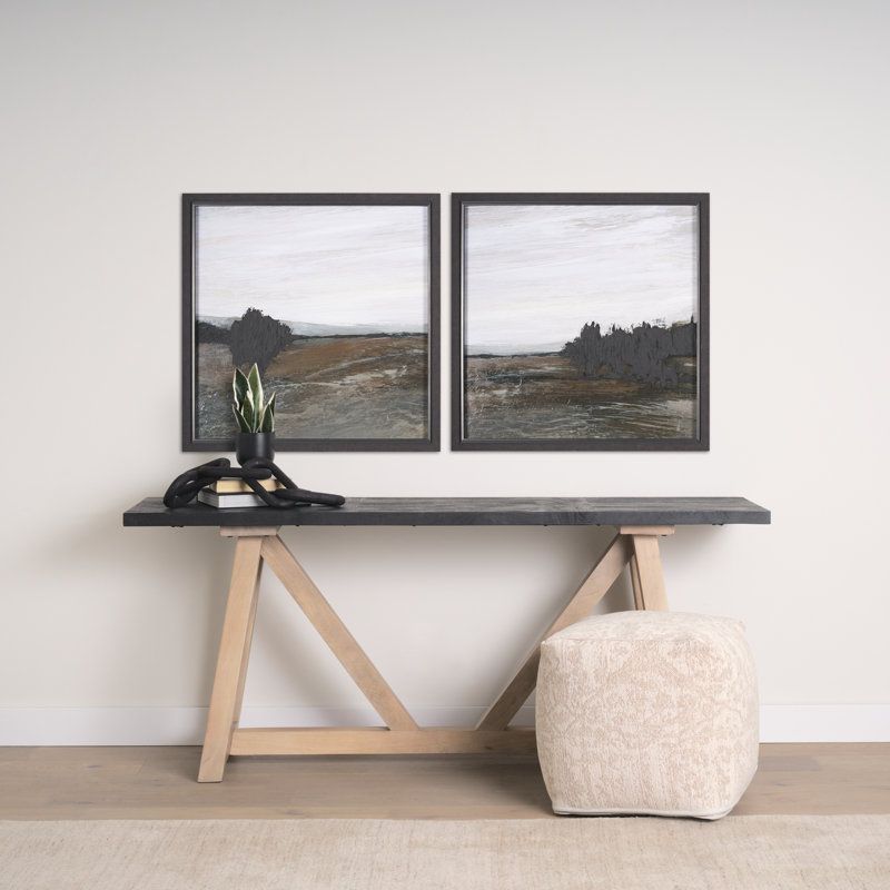 «Cloudy Day», reproduction d'art encadrée texturée à la main, H 30,8 po x l 30,8 po, Jour nuageux II