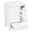 Meuble-lavabo 24 po avec lavabo et tiroirs, meuble-lavabo autoportant blanc avec plateau en céramique et tablettes de rangement, panneau de fibres à densité moyenne et base en bois massif, meuble-lavabo moderne pour petite salle de bain-1908259559
