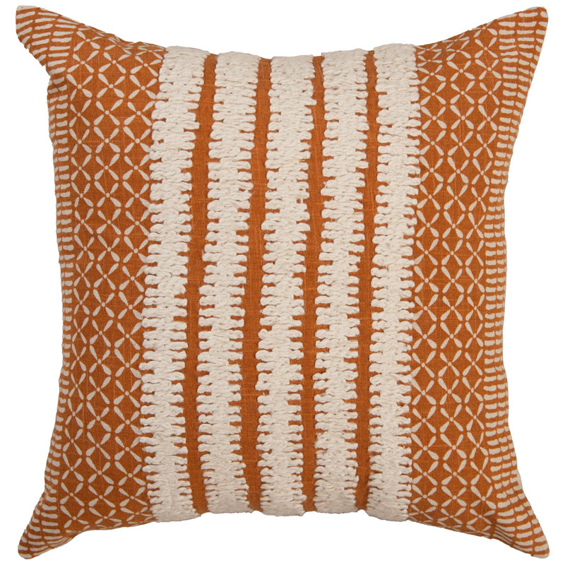 Coussin 100% coton, Orange, Mélange de duvet