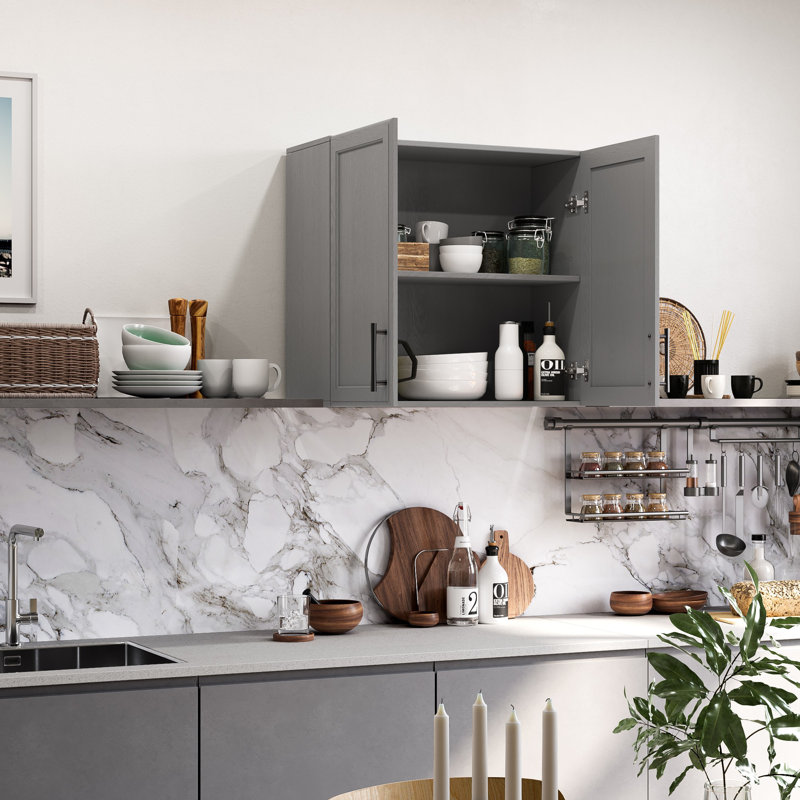 24"Kitchen Laundry Wall Amount Cabinet, Gray