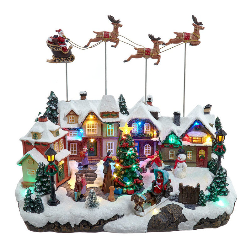 Table de père Noël et traîneau musicale multicolore à DEL 7,3 po Kurt Adler