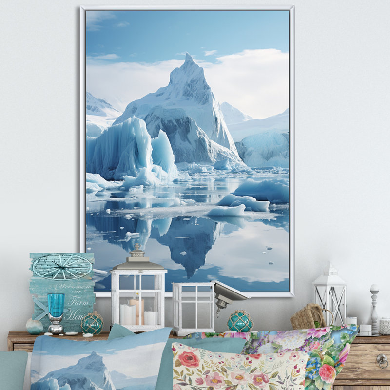 Glacier Majestic Ice II - paysage et nature, reproduction sur toile, H 32 po x l 16 po x P 1 po, Cadre flottant blanc