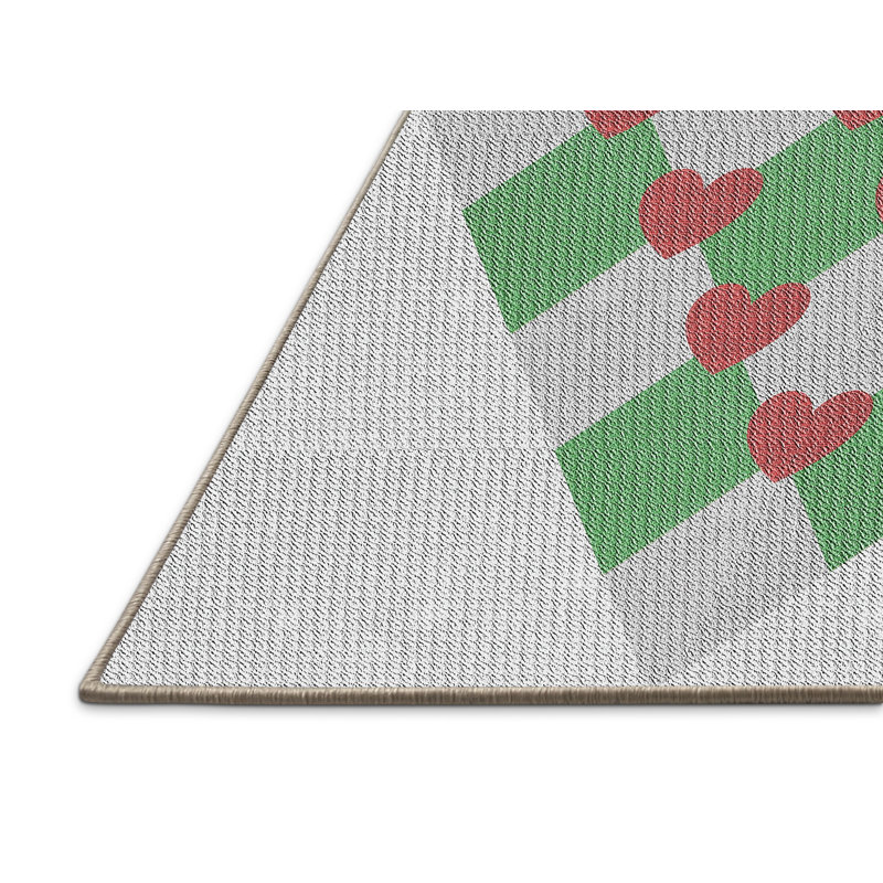 Tapis à motif géométrique vert / gris / rouge Antoninette, Rectangle 8 pi x 10 pi