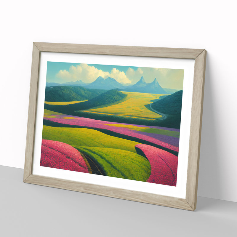 XH1022-7180X Pretty Spring Meadow Landscape Vol.1 - Single Picture Frame Print, 46cm H x 64cm W, Brown