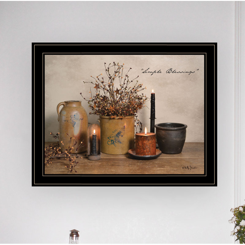 "Simple Blessings" Framed Wall Art for Living Room, Bedroom Wall Decoration by Billy Jacobs, Black Framed