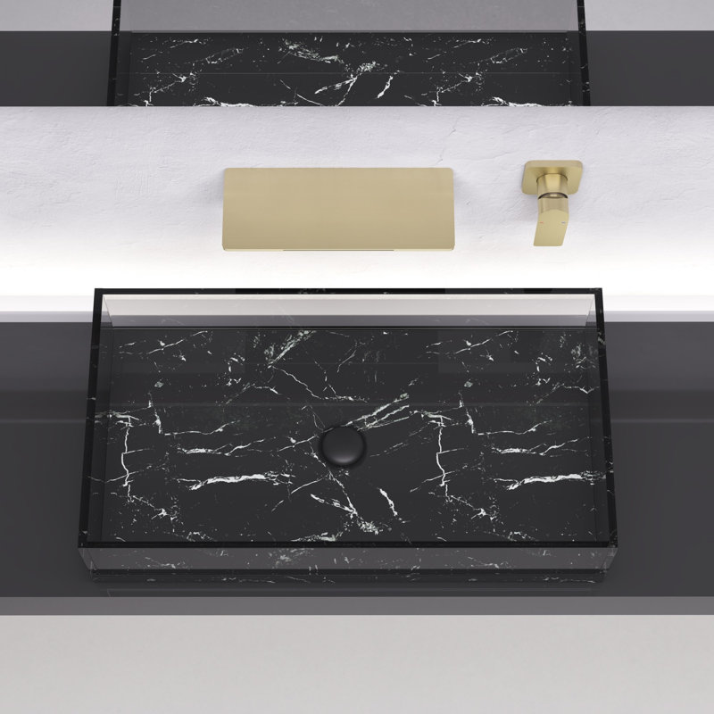 Waterfall spout design bathroom single hole sink faucet with single handle design, Brushed Gold