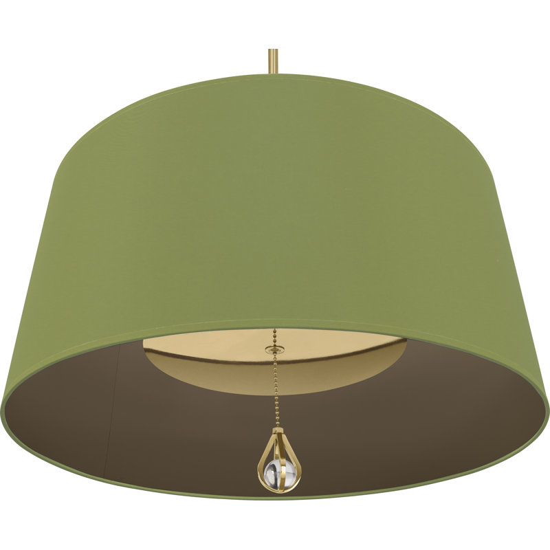 Custis 3 - Light Drum Chandelier, Parrot Green/Revolutionary Storm Lining, Modern Brass