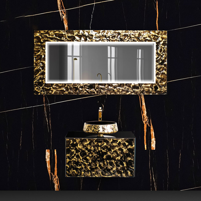Aucoin 32'' Single Bathroom Vanity with Tempered Glass Top