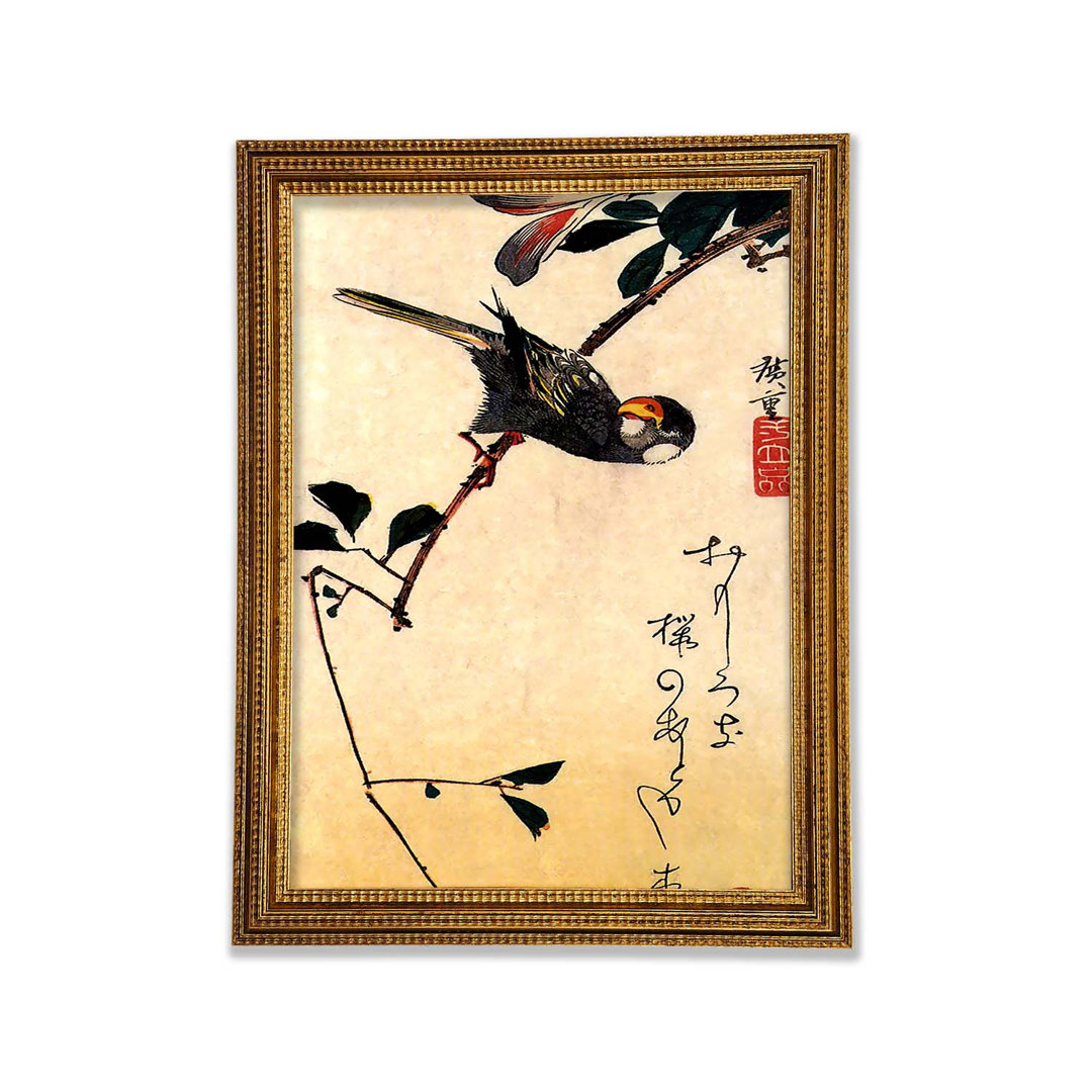 Java Sparrow And Magnolia von Hiroshige - Einzelne Bilderrahmen Kunstdrucke