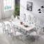 Ensemble de table de salle à manger 7 pièces, table en bois aggloméré à imprimé marbre avec chaises en velours et polyuréthane, base en acier inoxydable - 6 sièges-115146843-105270259