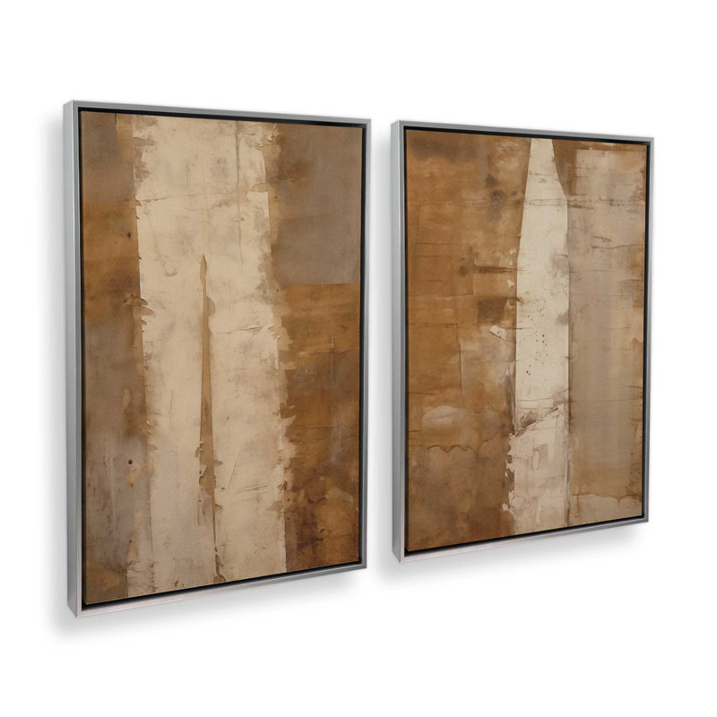 Ensemble de 2 impressions sur toile Sienna, Cadre flottant en chrome poli, H 36,75 po x l 49,5 po x P 1,75 po
