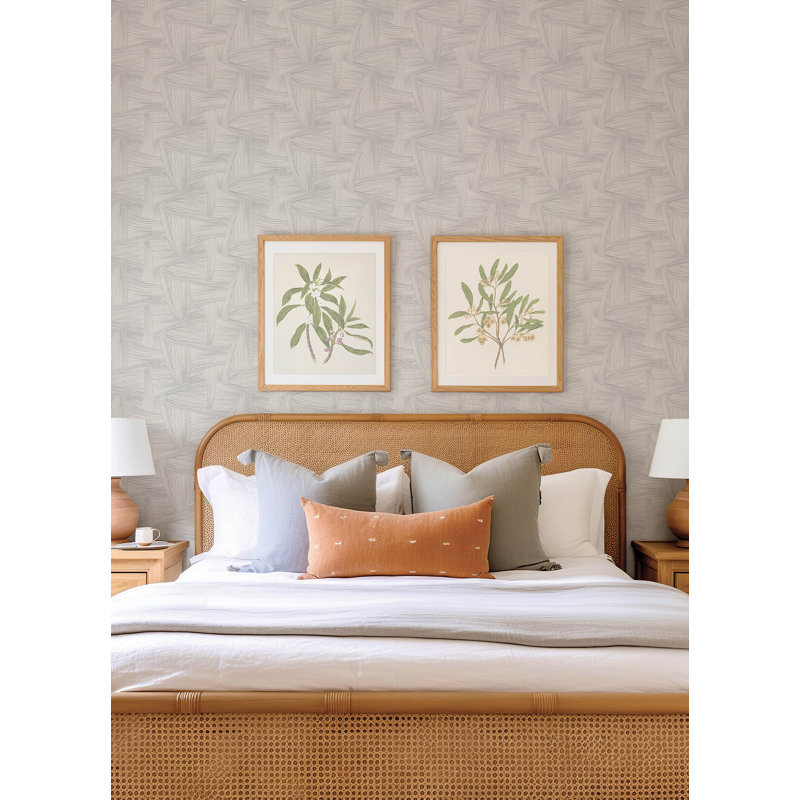 Reid Black Woven Geometric Wallpaper, Gray