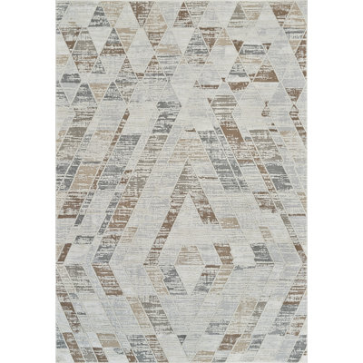Rug Branch Ritu 7' x 10' (6'7" x 9'6") Beige/Brown Geometric Indoor Area Rug, Modern, Medium Pile, Stain-Resistant Carpet - Living Room, Bedroom, Dining Room, and Kitchen
