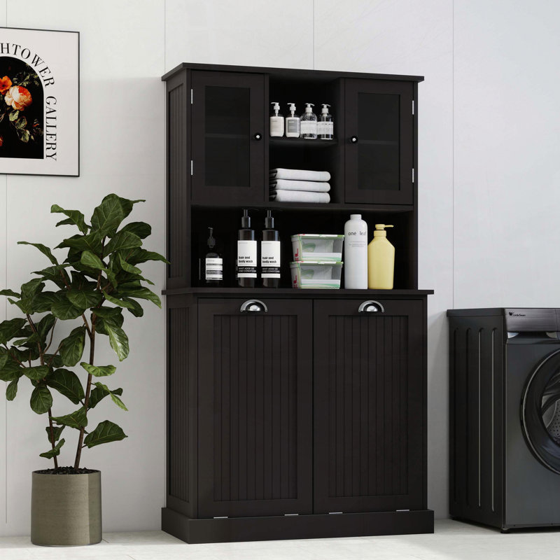 Two-Compartment Laundry Basket Cabinet