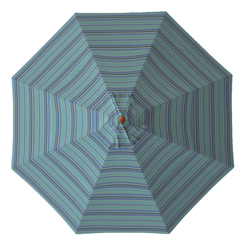 Parasol de patio en bois 11 pi, Rayures bleues