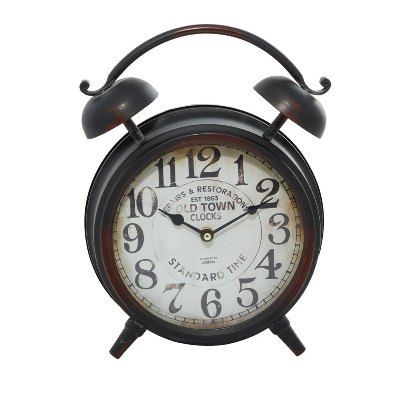 Analogue Tabletop Clock, 13" H x 10" W x 4" D, Antique Black