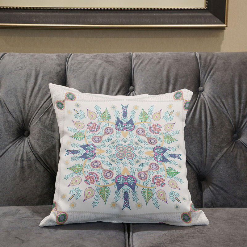 Floral Reversible Throw Pillow, 18" x 18", Yellow/Light Green