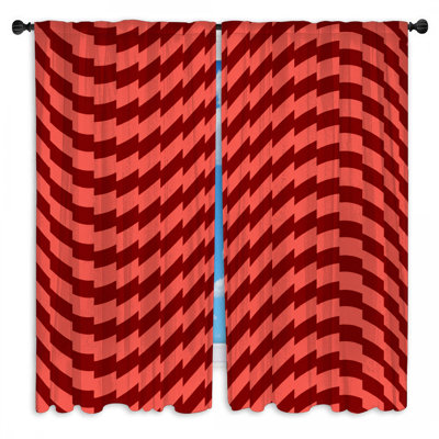 Rideaux de fenêtre à motif géométrique rouge obscurcissant et obscurcissant - 2 panneaux