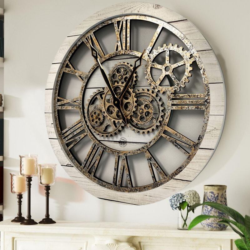 Solid Wood Wall Clock, White