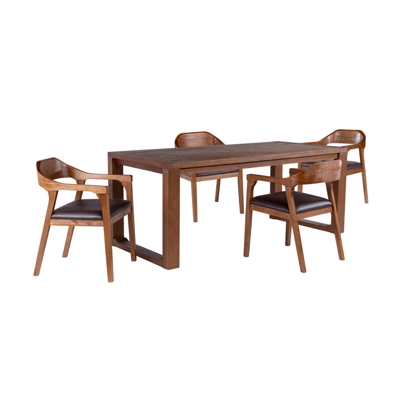 Aybri 4 - Person Extendable Solid Wood Top Four Leg Base Dining Set