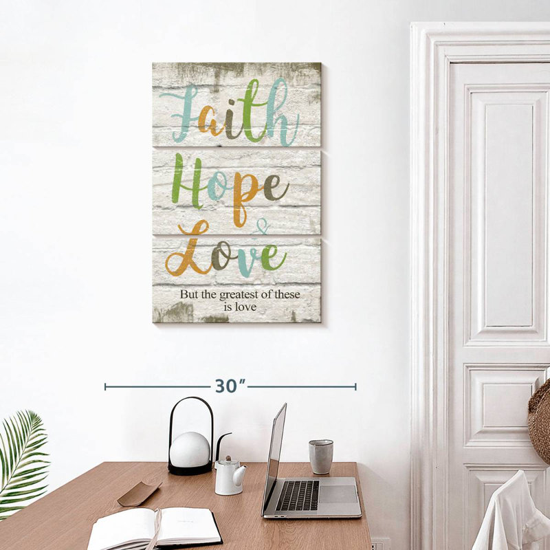 Tergel multicolore «Faith Hope Love», H 32 po x l 20 po