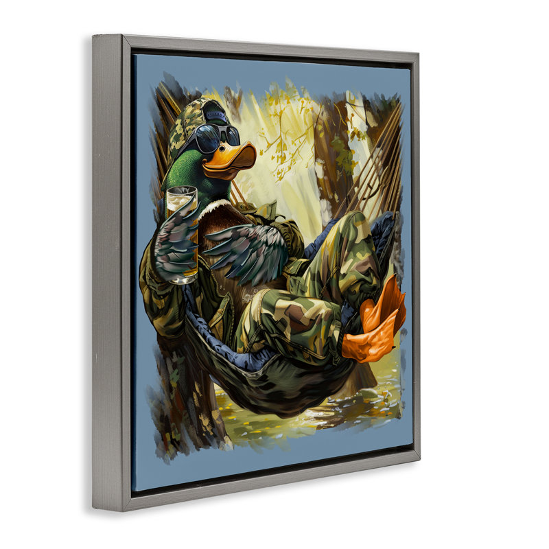 Hamac Mallard dans un cadre flottant camouflage, design par Jim Baldwin, Cadre flottant gris lustré, H 18 po x l 18 po
