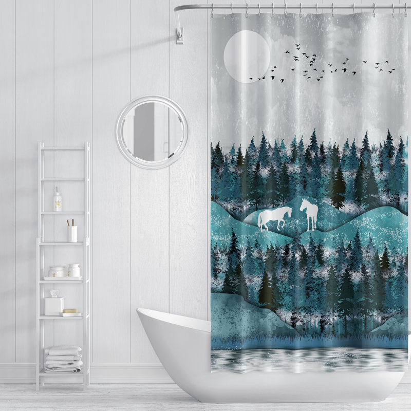 Rideau de douche simple + crochets, H 93 po x l 70 po