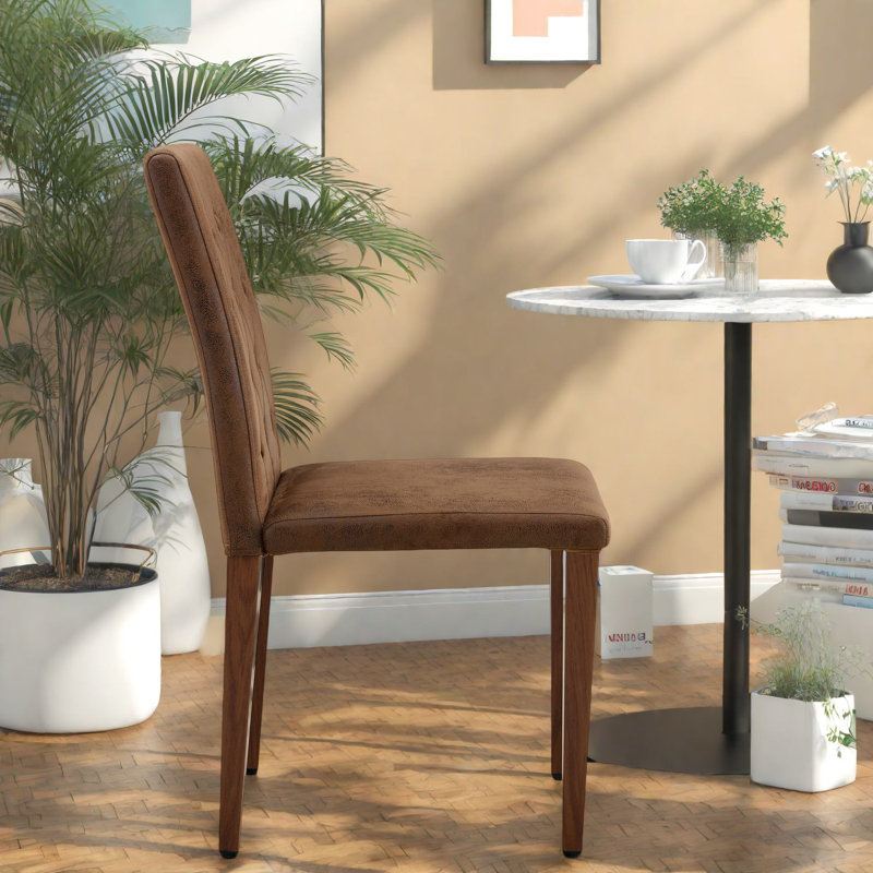 Chaises de salle à manger ergonomiques à technologie brune, confort moderne avec pieds en métal noyer