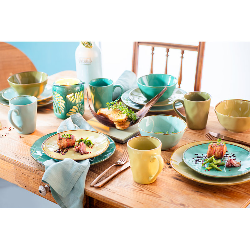 Honbice Piece Handmade Porcelain China Dinnerware Set - Service for 4