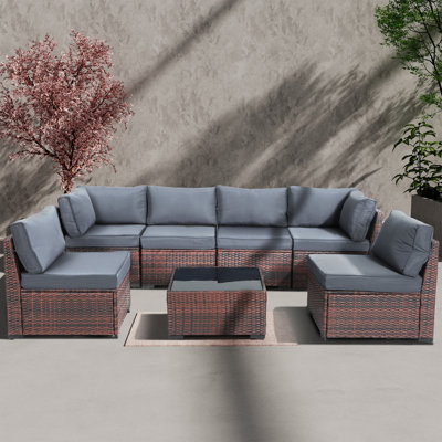 7-piece Outdoor Wicker Sectional Sofa Set