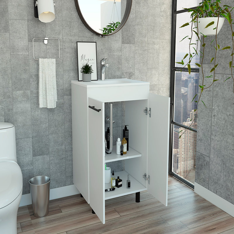 Meuble-lavabo 24 po, armoire de plancher, porte double, deux tablettes