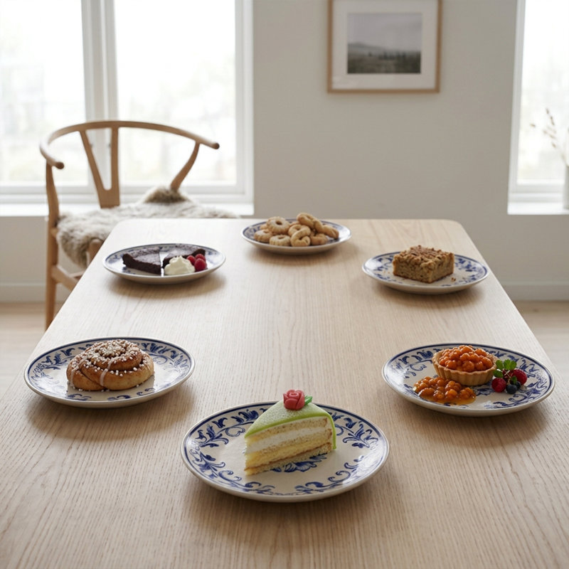 Service d'assiettes à dessert en grès
