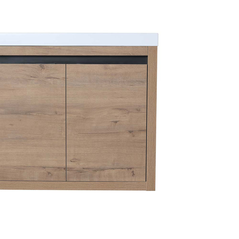 Meuble-lavabo simple 23,6 po avec plateau Vojin, Imitation chêne