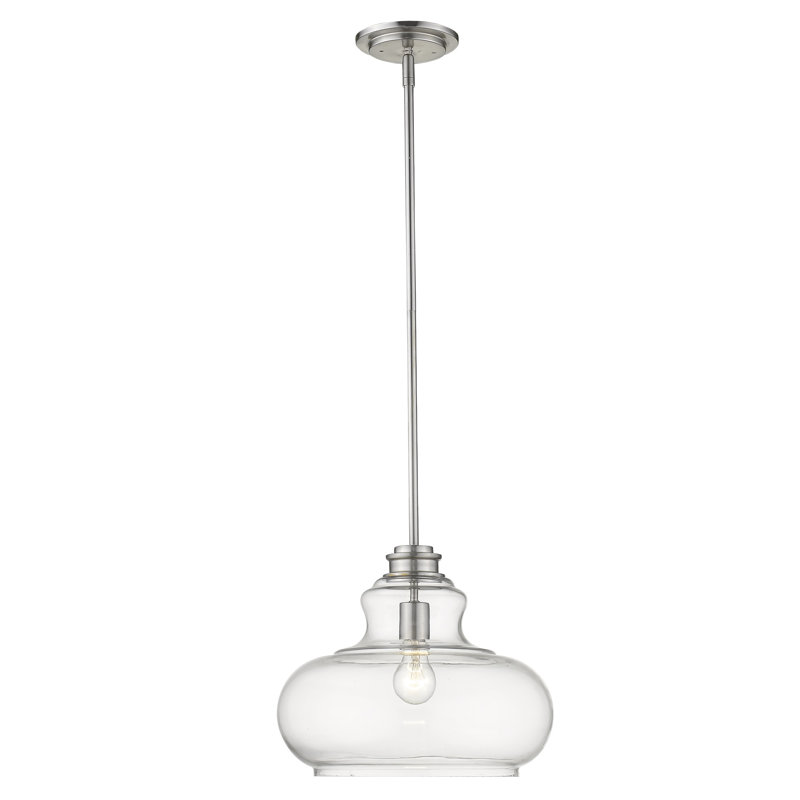 Luminaire suspendu simple à 1 lumière Perrysburg, Nickel satiné