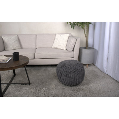 Pouf rond en coton Bordeaux