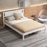 Winston Porter Wooden Platform Bed With 12 Slats Headboard & Under Bed Storage White