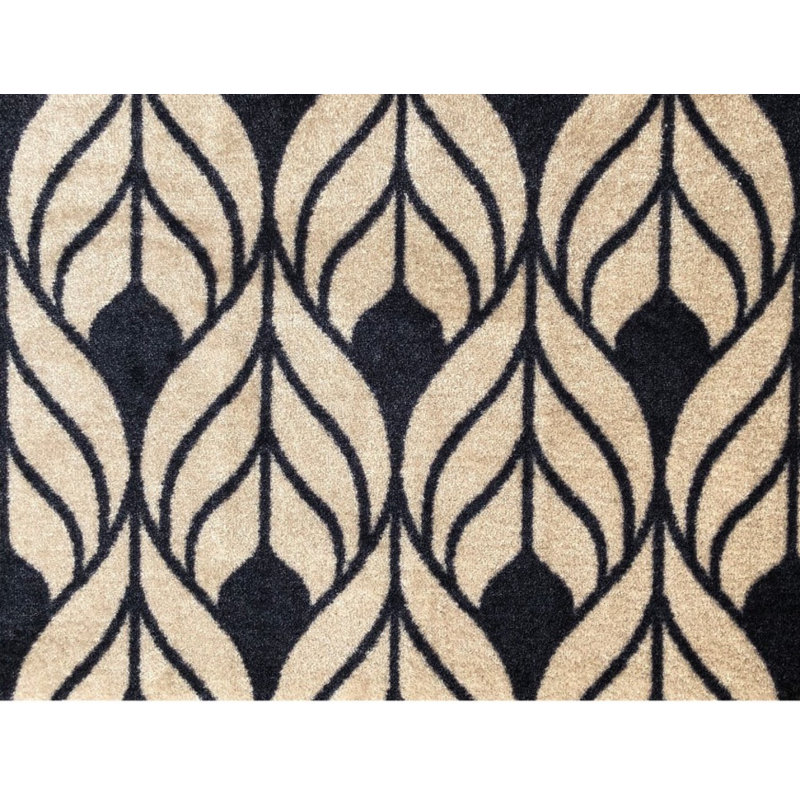 2' Tan Abstract Leaves Washable Floor Mat