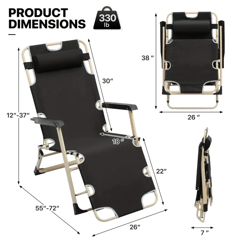 Chaise longue noire avec siège et - Confortable - Coussins vous-même