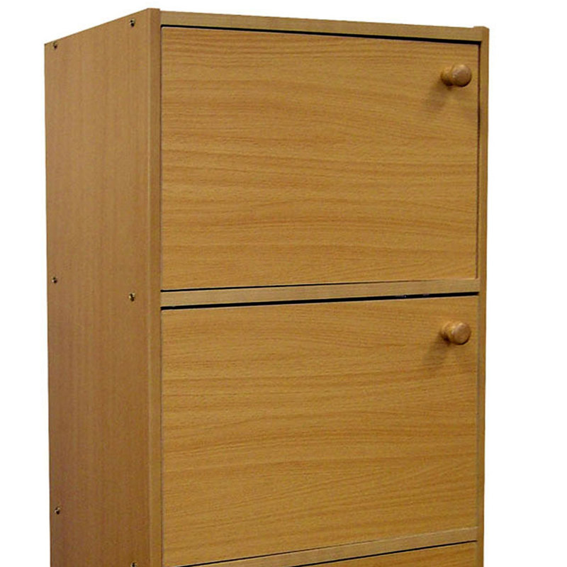 Bibliothèque / étagère en bois 35,5 "à 3 niveaux avec portes