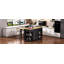 Îlot de cuisine 47 po avec table de salle à manger extensible, table de cuisine en placage de bois d'hévéa avec support de rangement interne-129469876