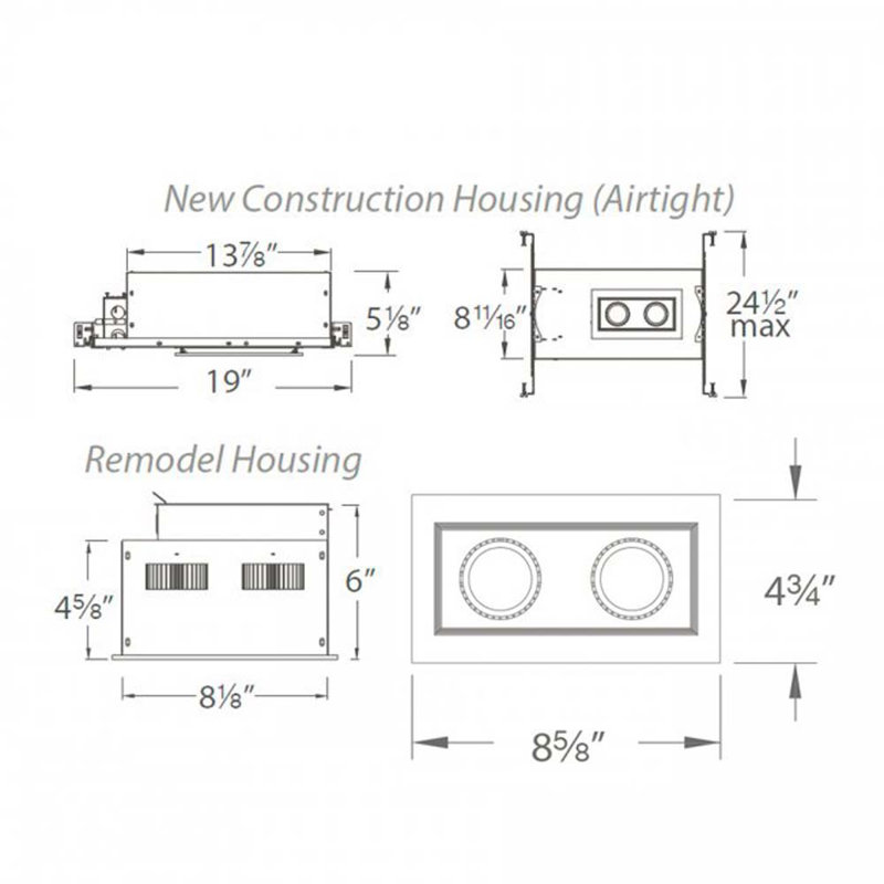 8.36" Recessed Lighting Kit, Black