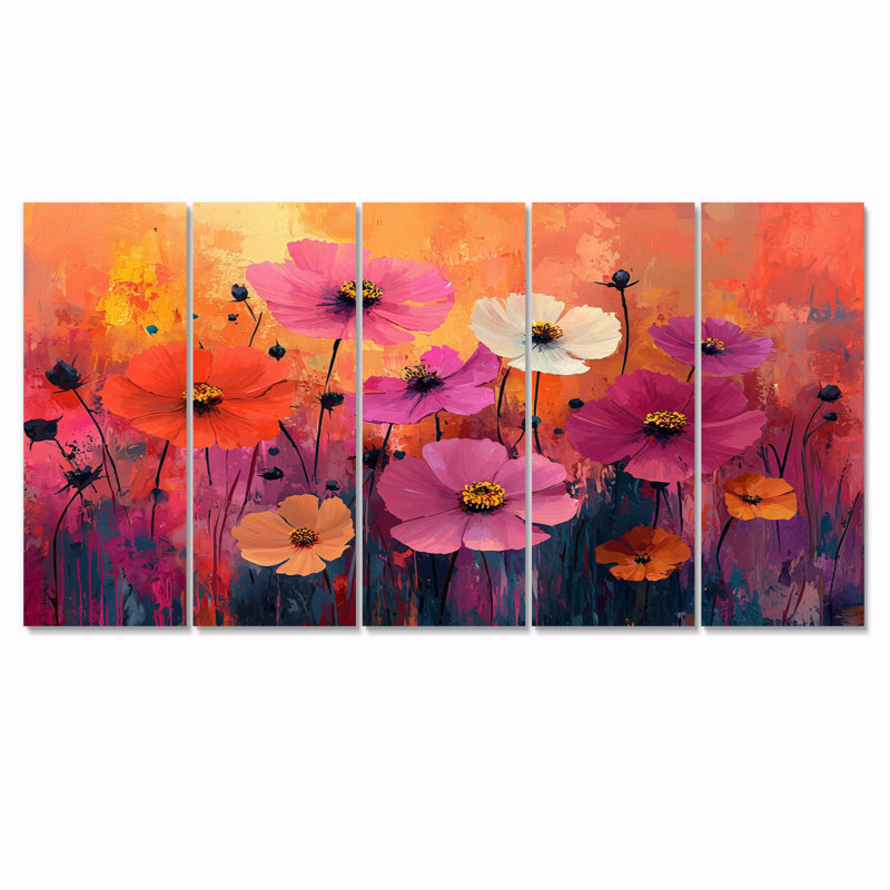 Comstock - Art mural fleurs sauvages - ensemble d'art mural traditionnel 5 pièces, H 28 po x l 60 po