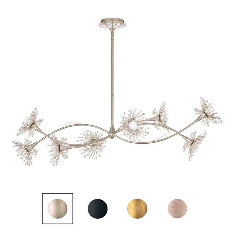Coquette 8 Light Crystal LED Linear Pendant, Antique Silver