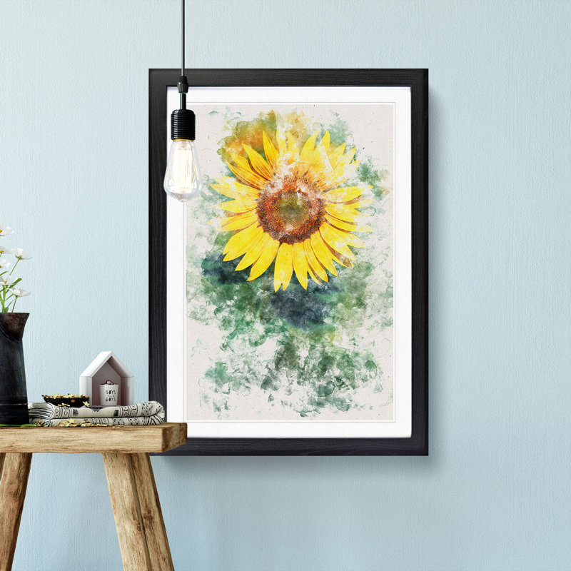 The Sunflower 1 Piece Single Picture Frame Wall Art on MDF, 63cm H x 45cm W x 2cm D, Black Framed